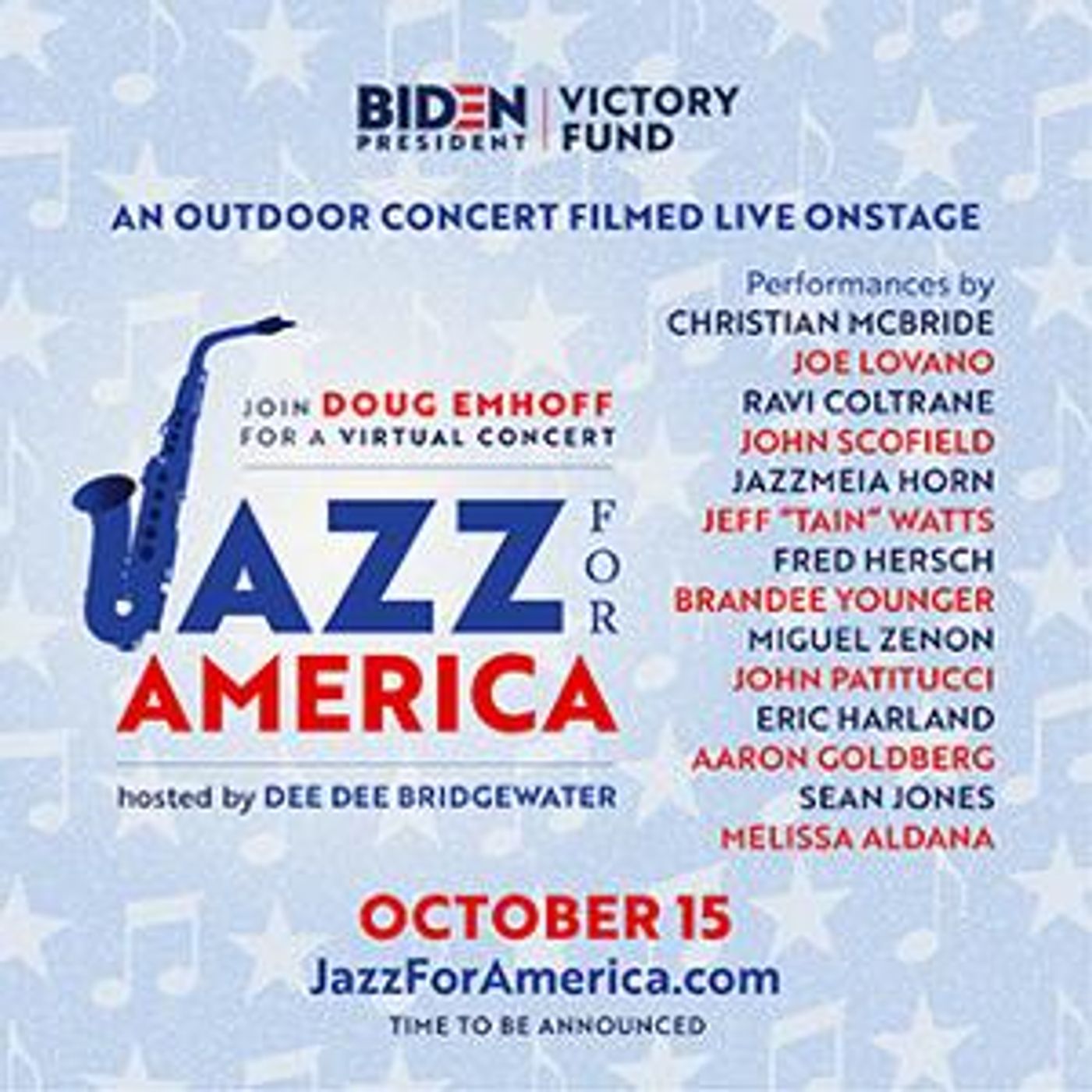 Jazz Musicians Unite For Biden/Harris This Thursday  Image