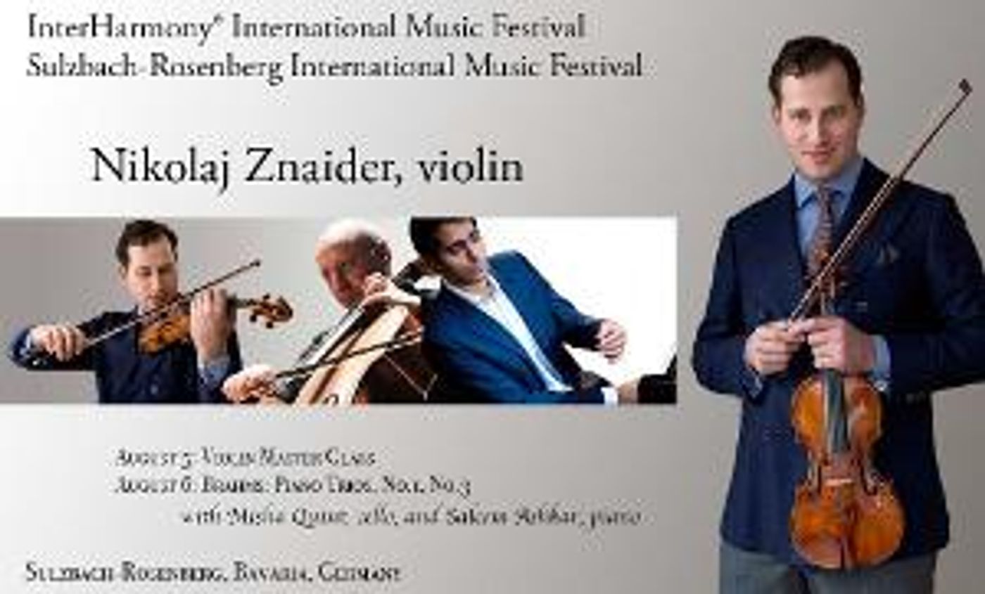 Violinist Nikolaj Szeps-Znaider Performs At InterHarmony Festival In Germany In August  Image