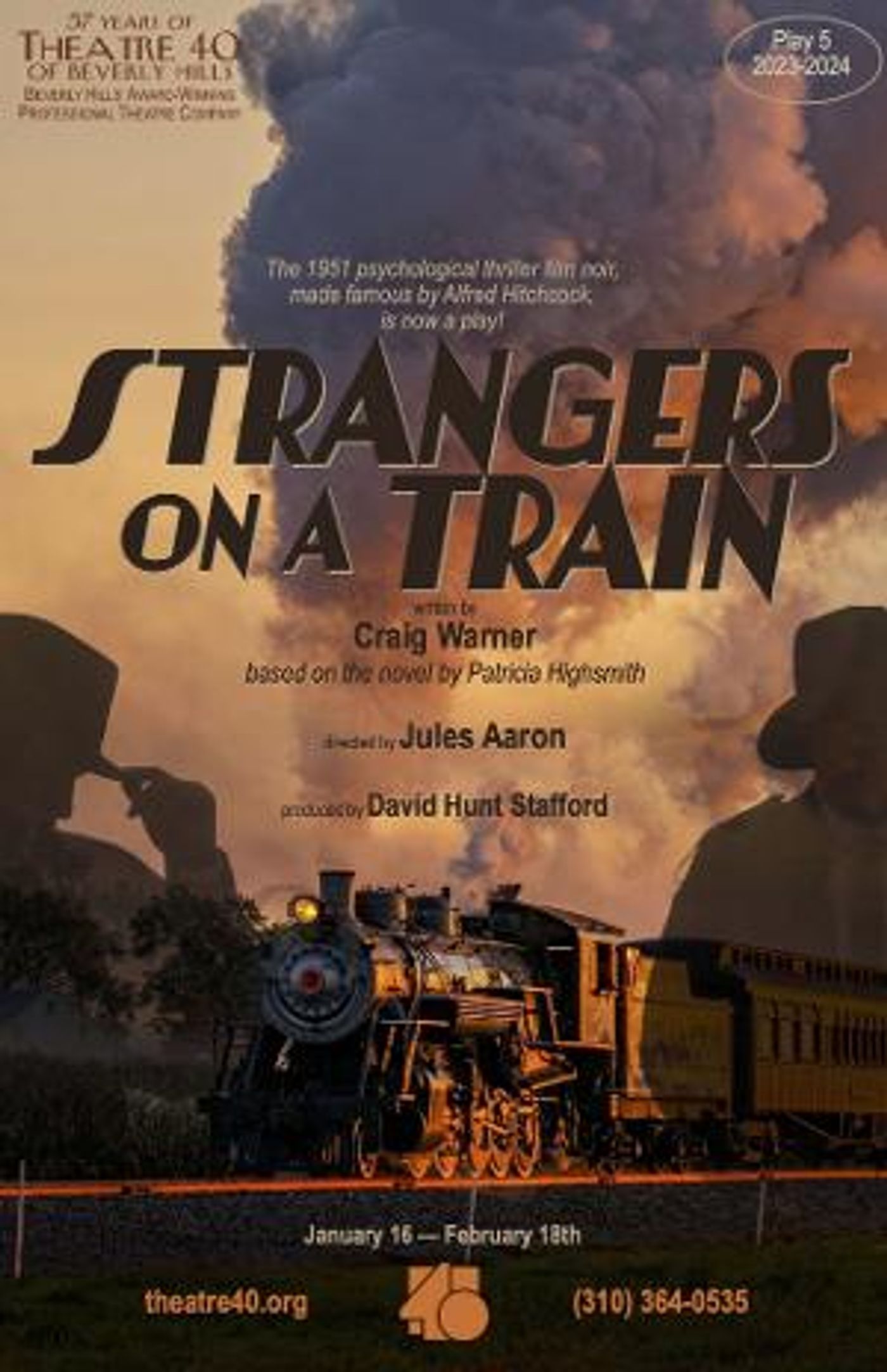 STRANGERS ON A TRAIN to Open at Theatre 40 in January  Image