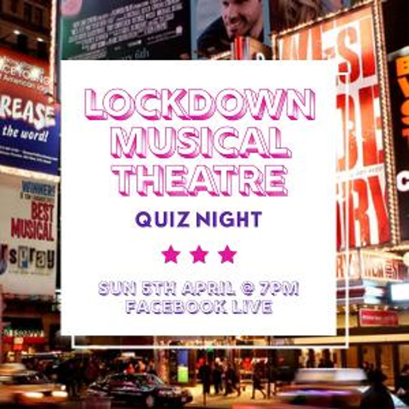 Charity Lockdown Musical Theatre Quiz Night To Be Live-Streamed Sunday 5th April  Image