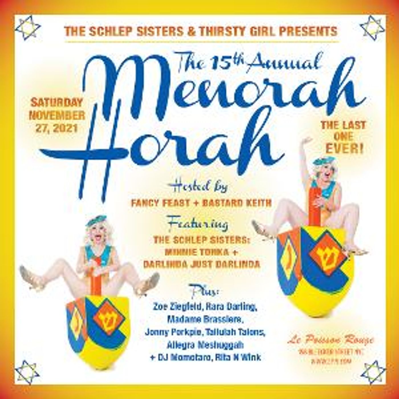 The Schlep Sisters and Thirsty Girl to Present The 15th Annual MENORAH HORAH!  Image