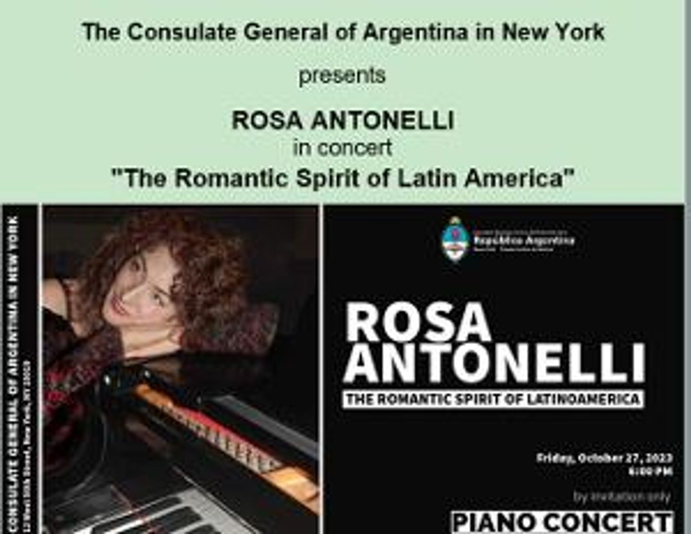 Pianist Rosa Antonelli to Perform THE ROMANTIC SPIRIT OF LATIN AMERICA at Manhattan's Consulate of Argentina  Image