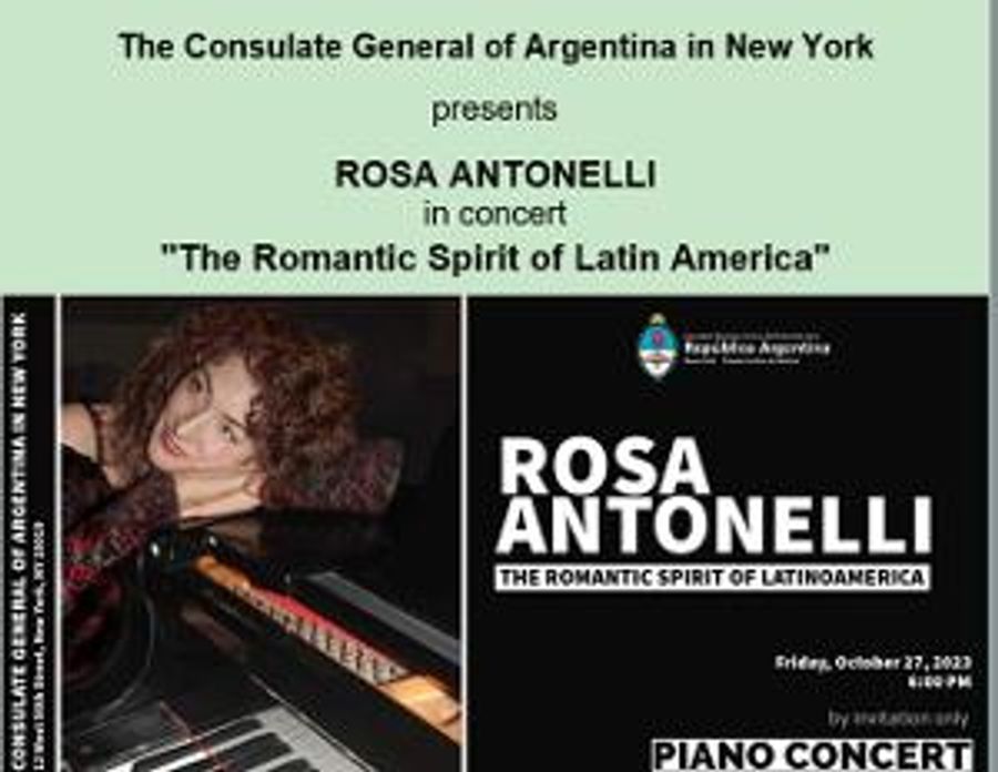 Pianist Rosa Antonelli to Perform THE ROMANTIC SPIRIT OF LATIN AMERICA at Manhattan's Consulate of Argentina  Image