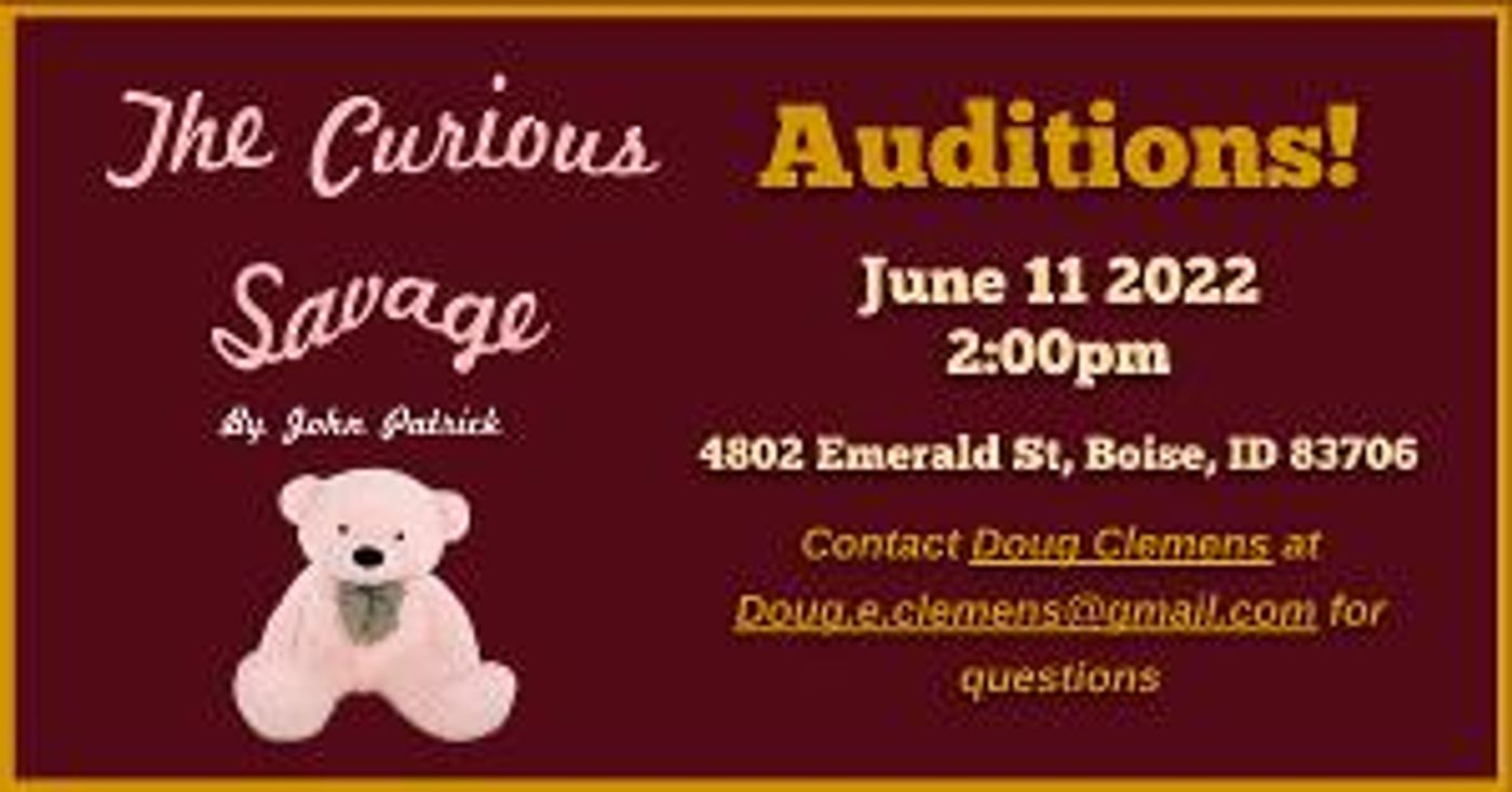 Stage Coach Theatre to Hold Auditions for Production of THE CURIOUS SAVAGE  Image