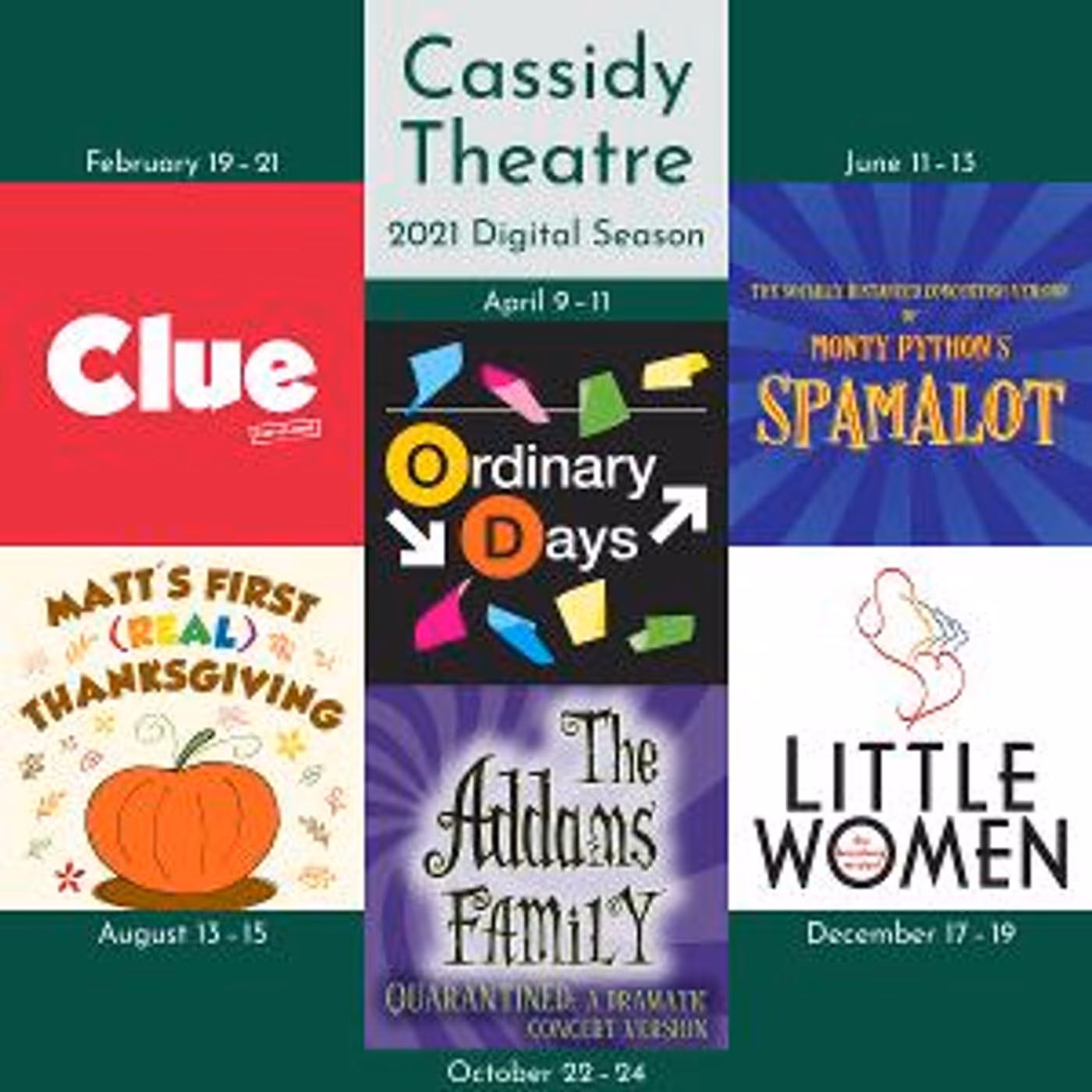 The Cassidy Theatre Announces 2021 Season Featuring CLUE: STAY AT HOME EDITION, ORDINARY DAYS and More  Image