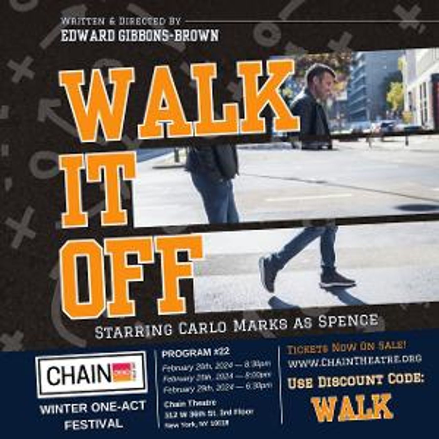 Carlo Marks To Star In World Premiere Of WALK IT OFF During Chain Theatre Winter One-Act Festival  Image