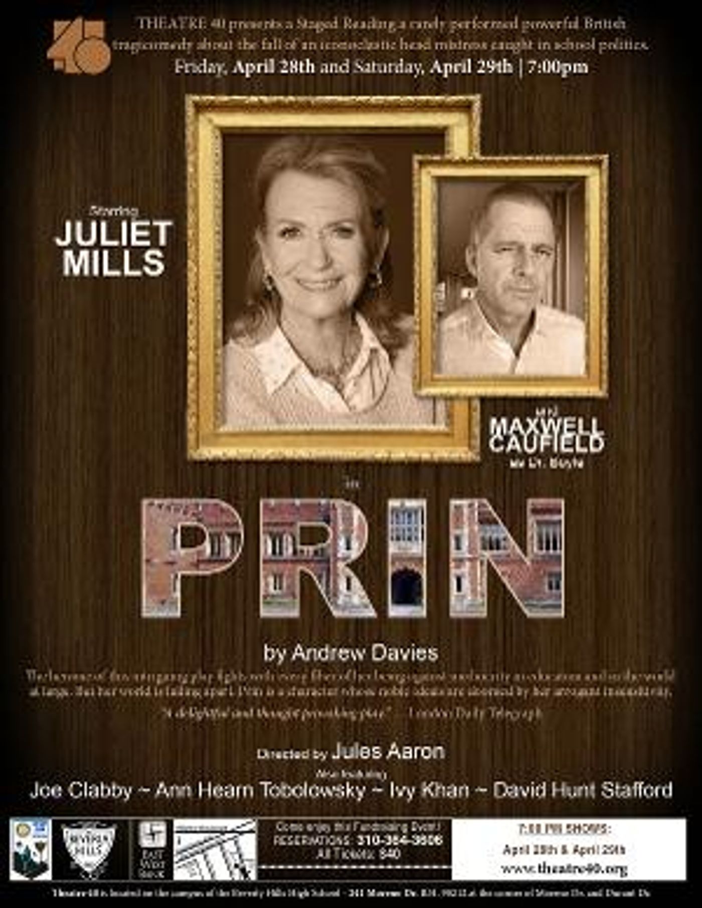 Juliet Mills and Maxwell Caulfield in PRIN at Theatre 40 This Month  Image