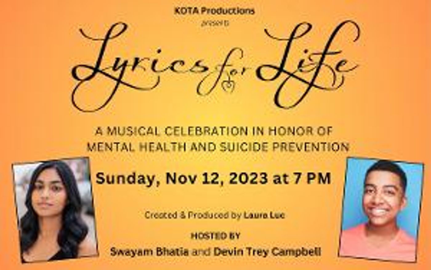 KOTA Productions' LYRICS FOR LIFE Returns To Symphony Space, November 12  Image