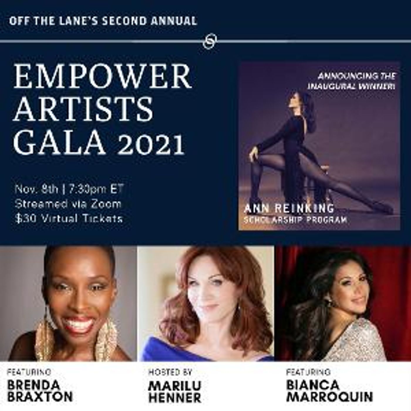 Off The Lane to Host 2nd Annual Empower Artists Gala Featuring the Launch of the Ann Reinking Scholarship Program  Image