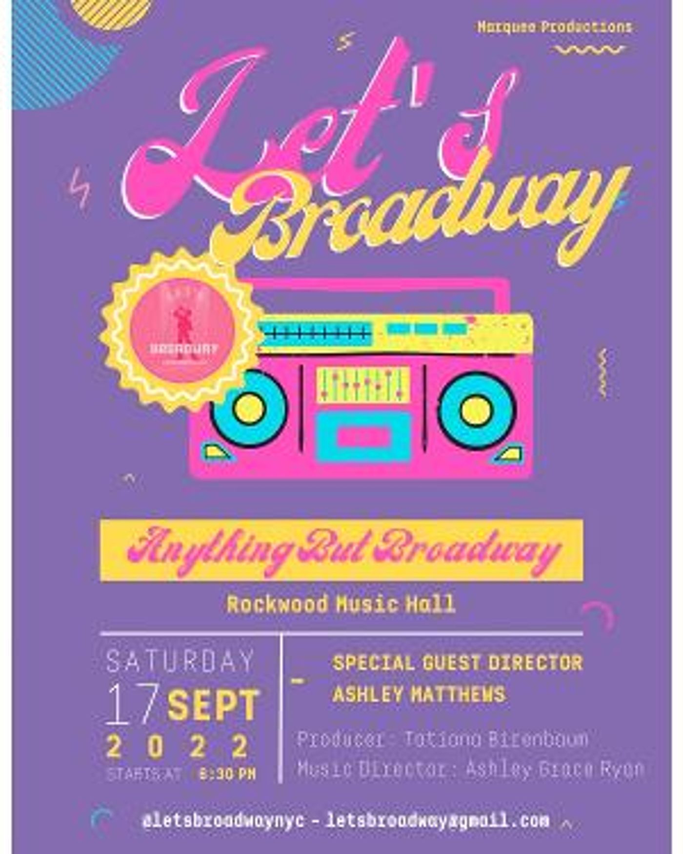 Tatiana Birenbaum and Ashley Ryan Bring LET'S BROADWAY Cabaret Series to Rockwood Music Hall This Month  Image