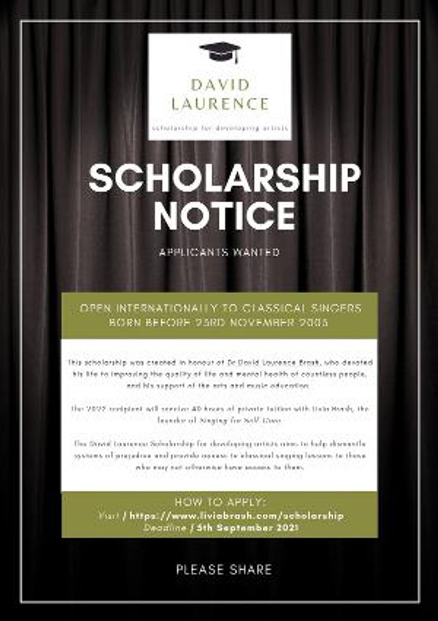 Inaugural David Laurence Scholarship for Developing Artists Announced Image