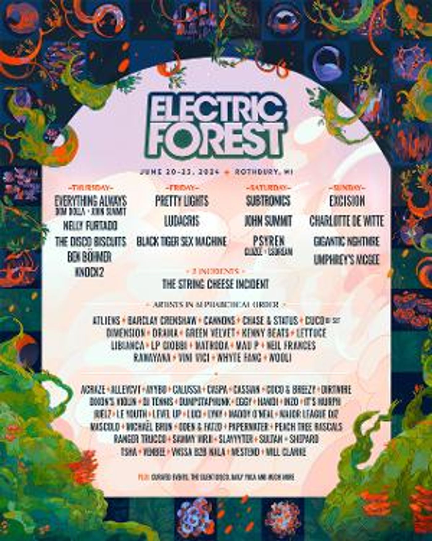 Electric Forest Unveils Initial Music Lineup For 2024 Edition  Image