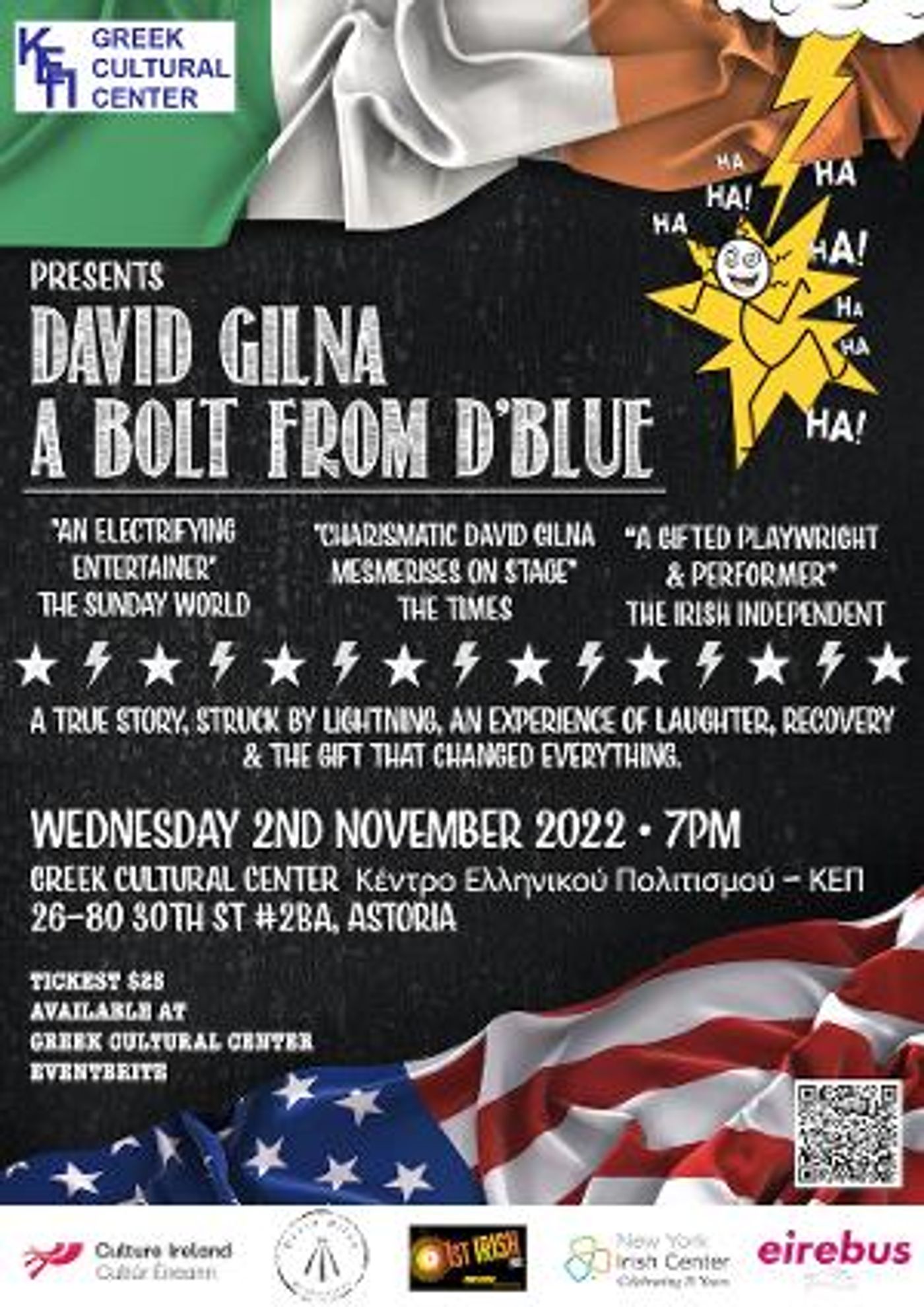 David Gilna's A BOLT FROM D'BLUE to Return to NYC at The Greek Cultural Center  Image