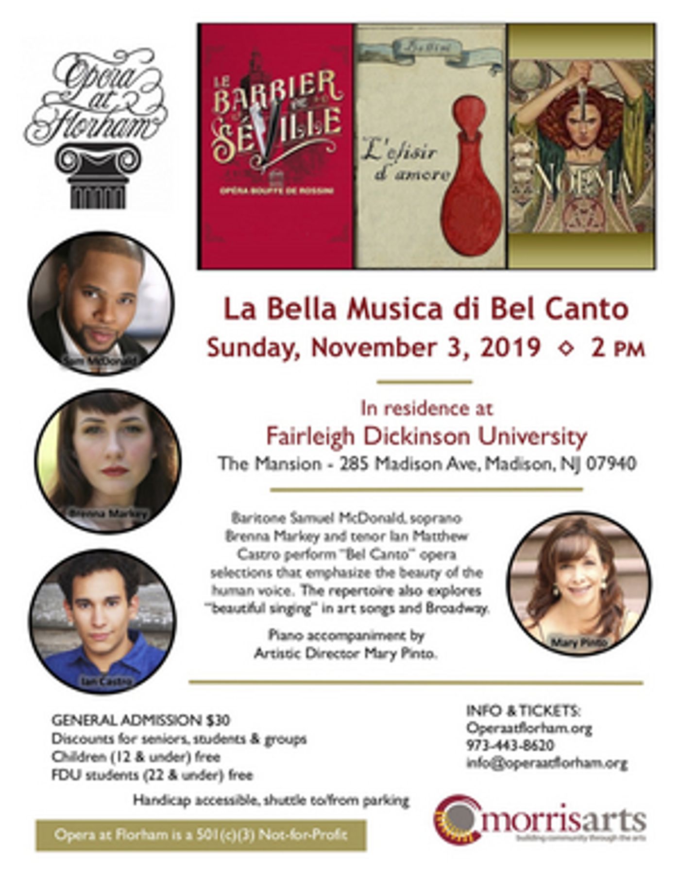 Opera At Florham Presents LA BELLA MUSICA DI BEL CANTO  Image