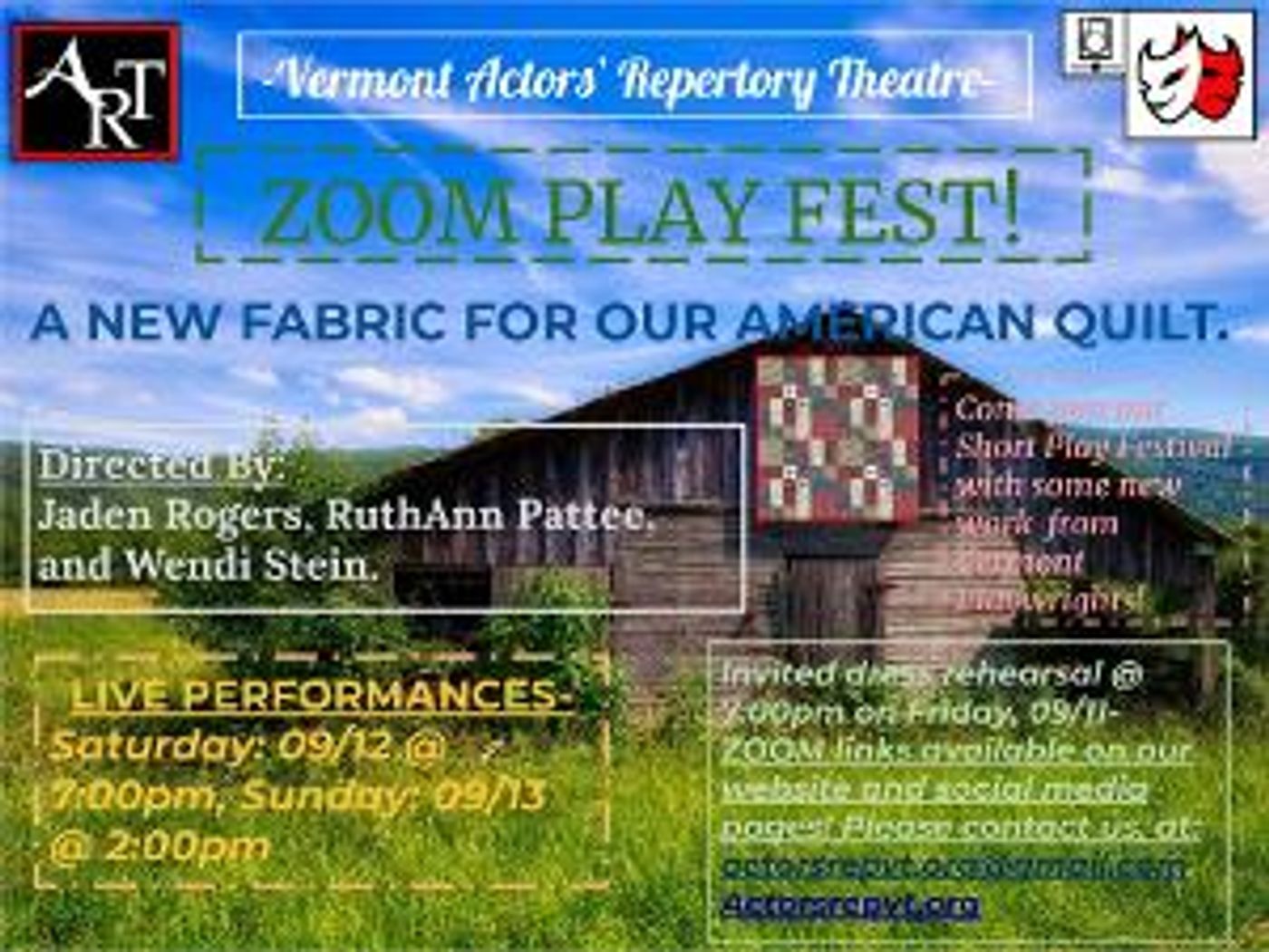 Vermont Actors' Repertory Theatre Presents A: ZOOM PLAY FEST  Image