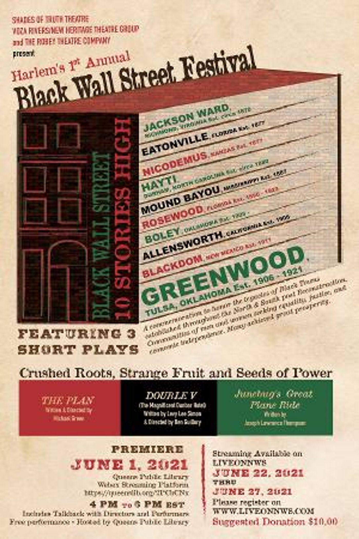 Three Theatre Companies Unite For Black Wall Street Festival  Image