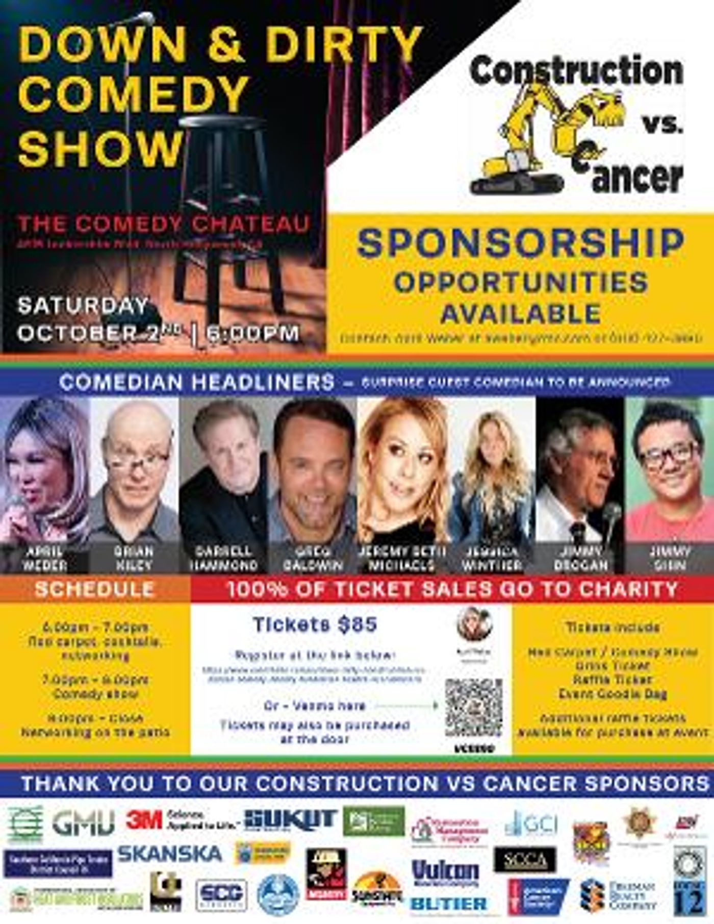 American Cancer Society's 'Construction Vs Cancer' For So Cal Announces Upcoming  'Down And Dirty Comedy' Fundraiser  Image