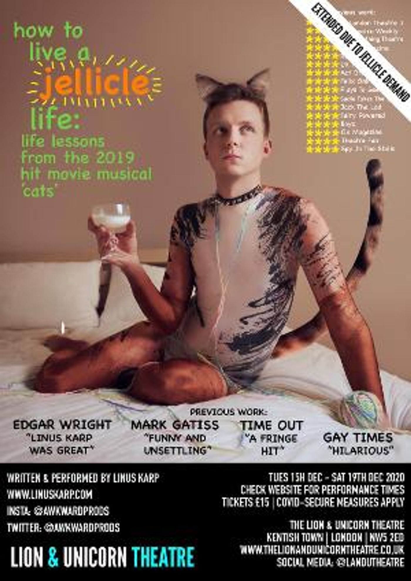 HOW TO LIVE A JELLICLE LIFE: LIFE LESSONS FROM THE 2019 HIT MOVIE 'CATS' Is Back at the Lion and Unicorn Theatre  Image