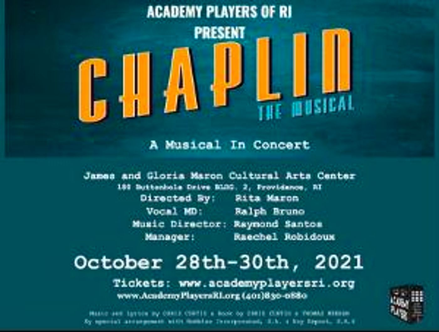 Academy Players Of RI to Present CHAPLIN - A MUSICAL IN CONCERT!  Image