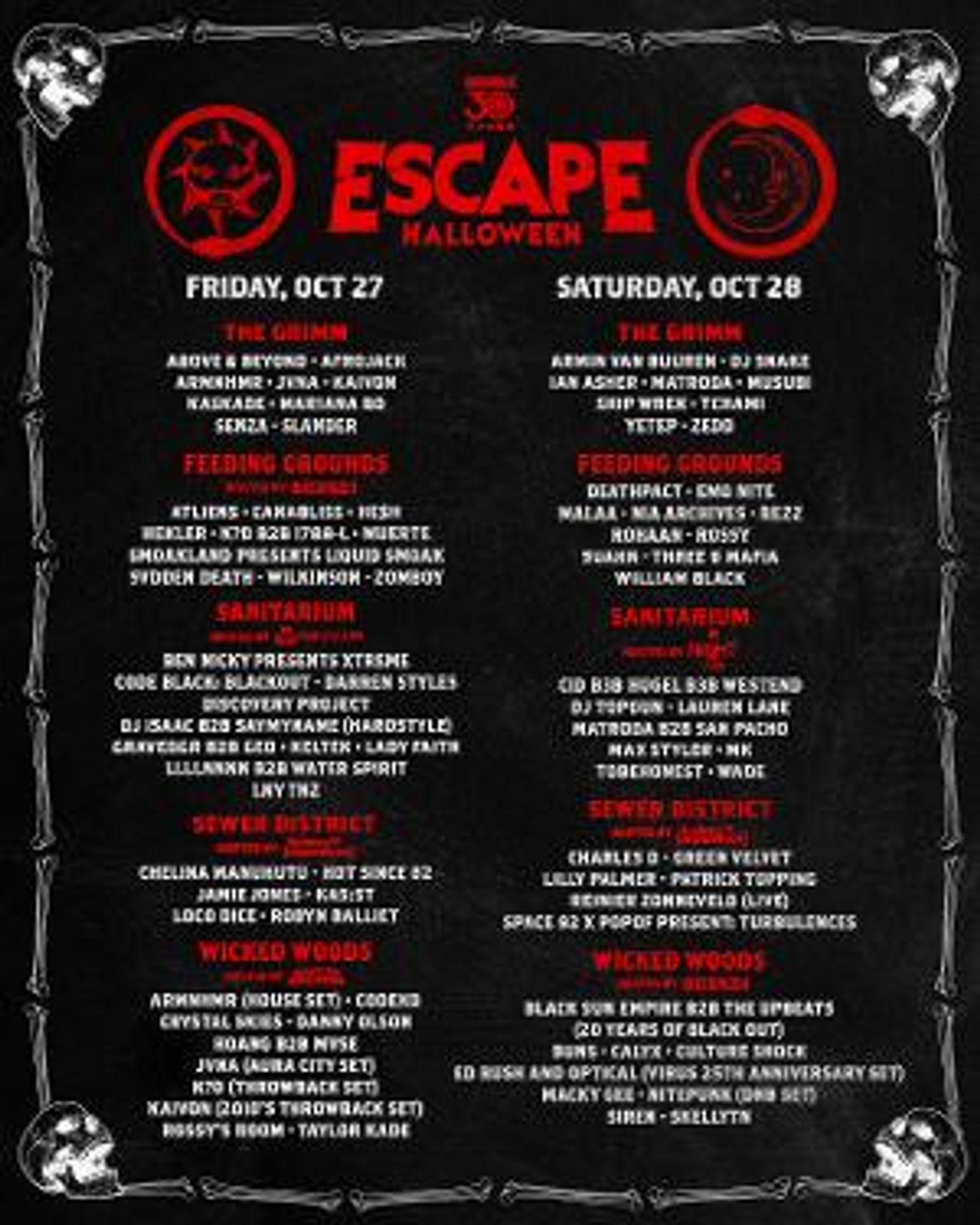 Escape Halloween Announces Day By Day Lineups, New Stage, And After Parties For 2023 Edition  Image