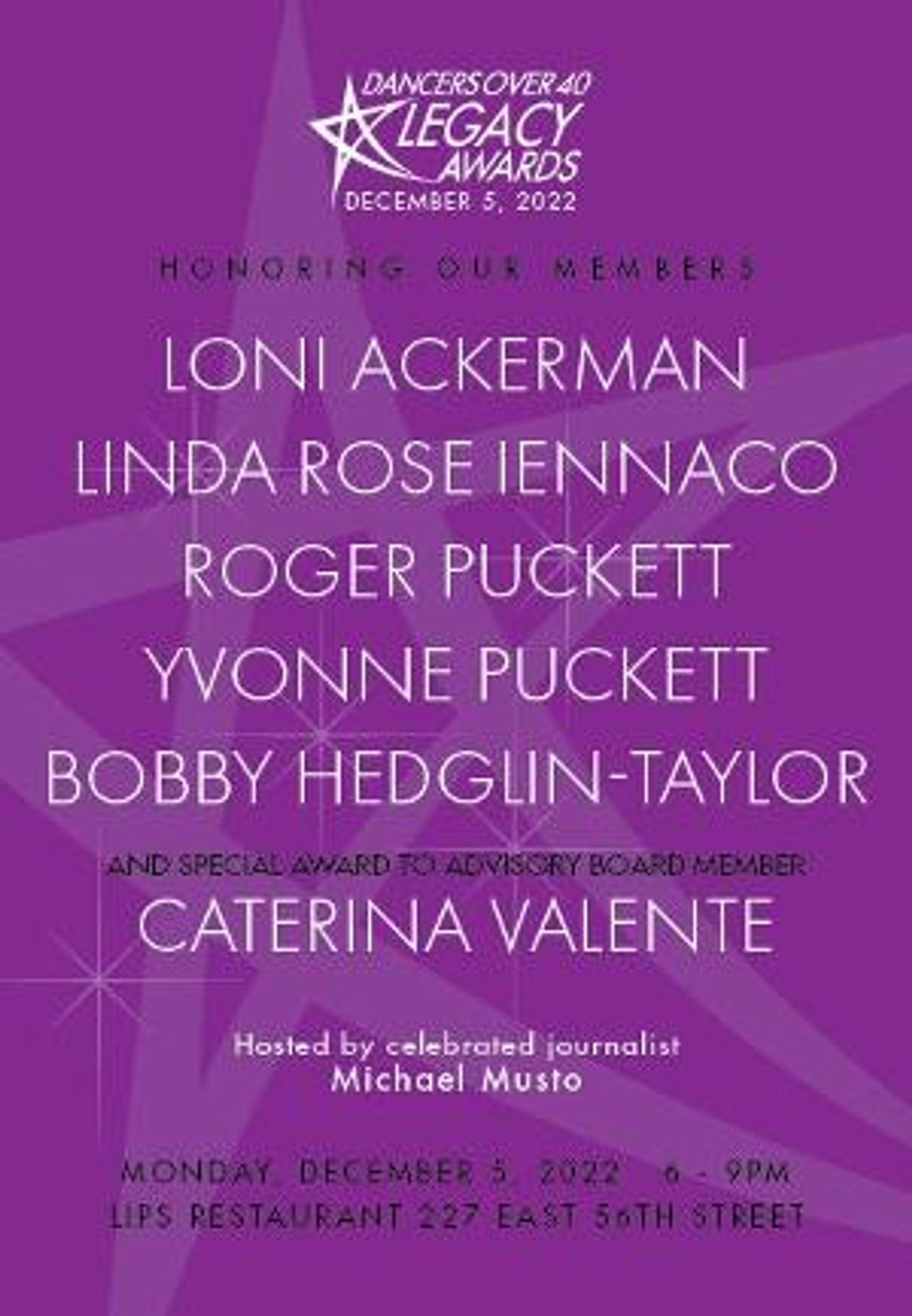 The 14th Annual Dancers Over 40 Legacy Awards and Holiday Dinner To Honor Loni Ackerman  Image