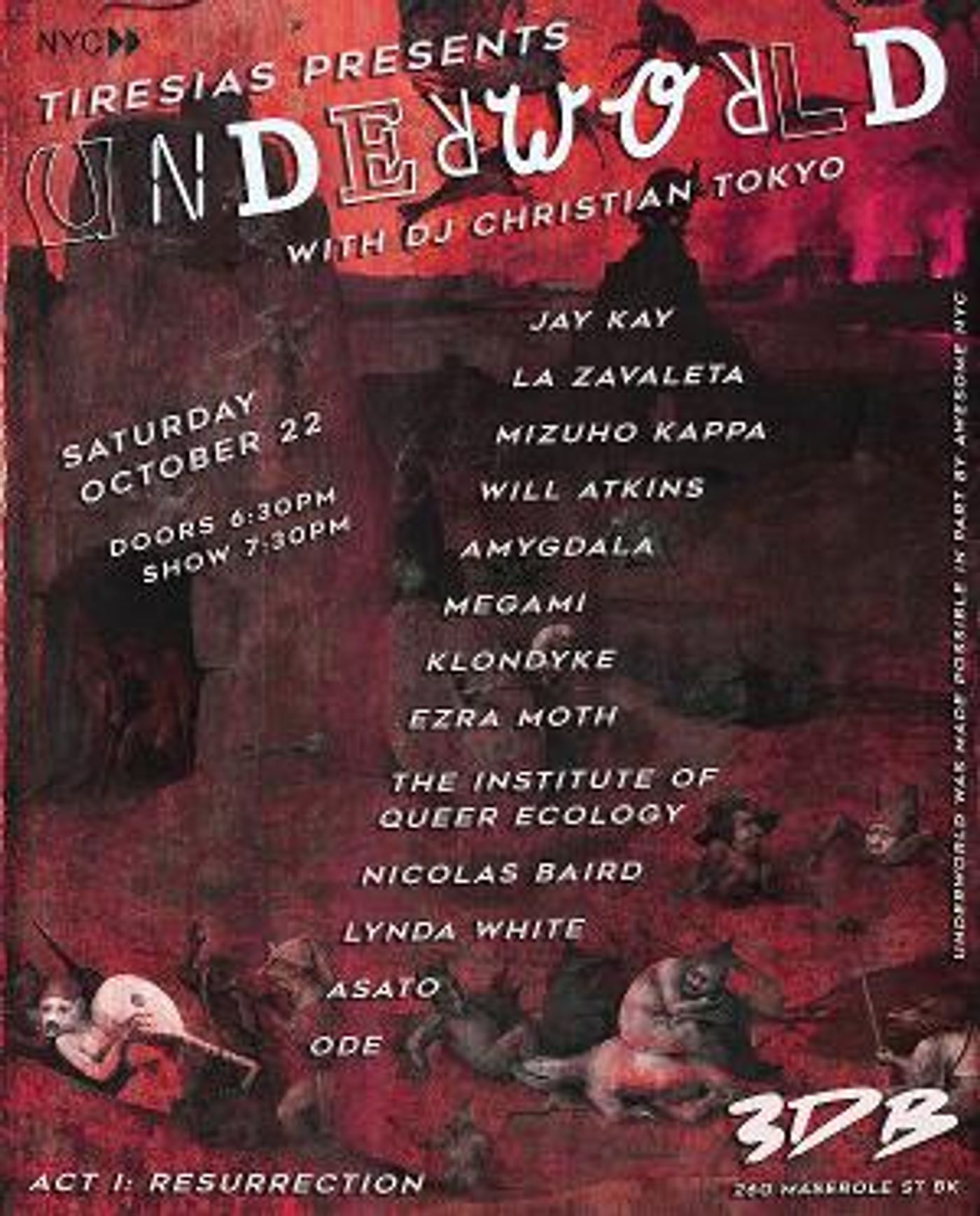 Tiresias Presents UNDERWORLD At 3 Dollar Bill  Image