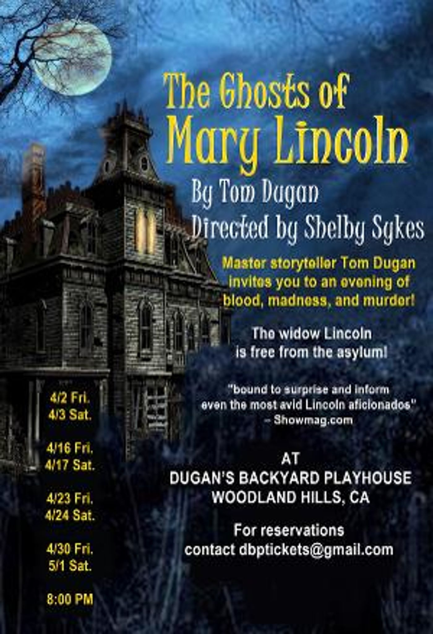 THE GHOSTS OF MARY LINCOLN Opens April 2 In Outdoor, Socially Distanced Presentation  Image