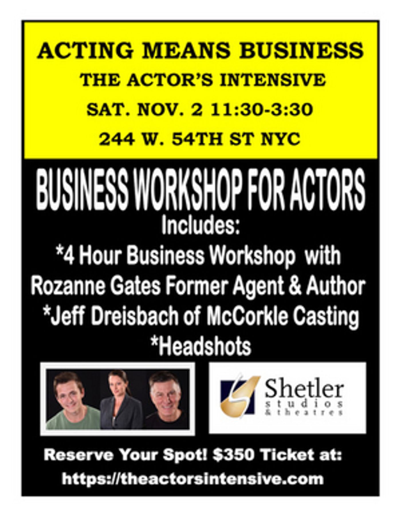 ACTING MEANS BUSINESS Actor's Intensive Announced  Image