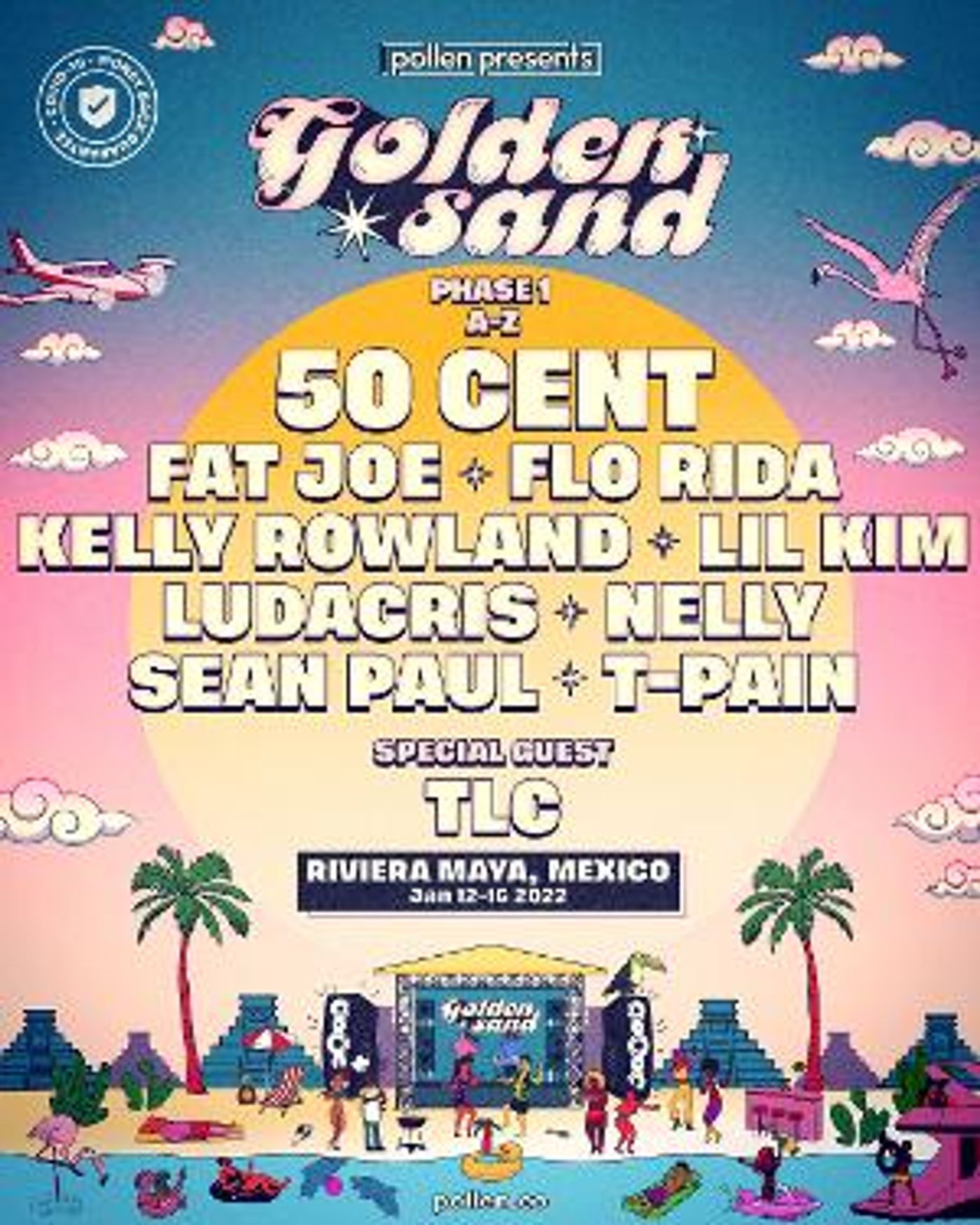 Golden Sand Announces 50 Cent, TLC, Kelly Rowland, T-Pain, Sean Paul, Ludacris and More for Debut Experience In Mexico  Image
