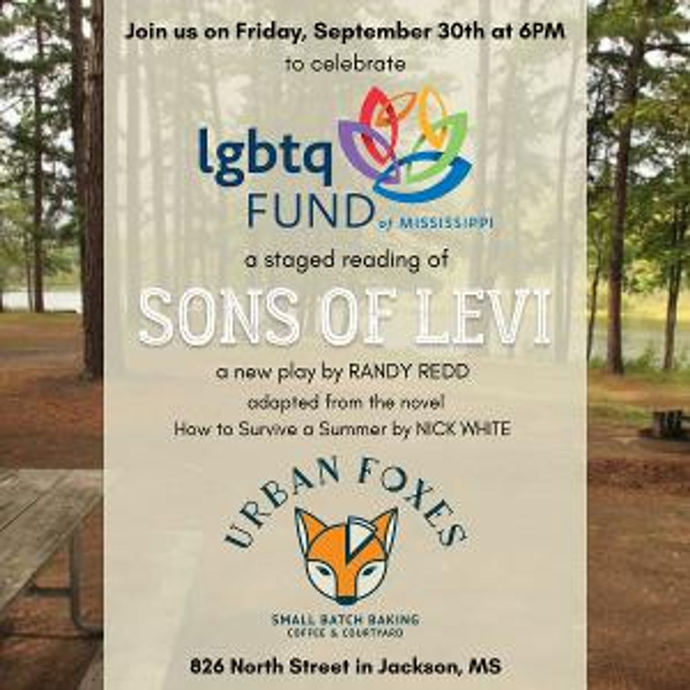 Staged Reading Of SONS OF LEVI at Urban Foxes To Benefit The LGBTQ Fund Of Mississippi  Image