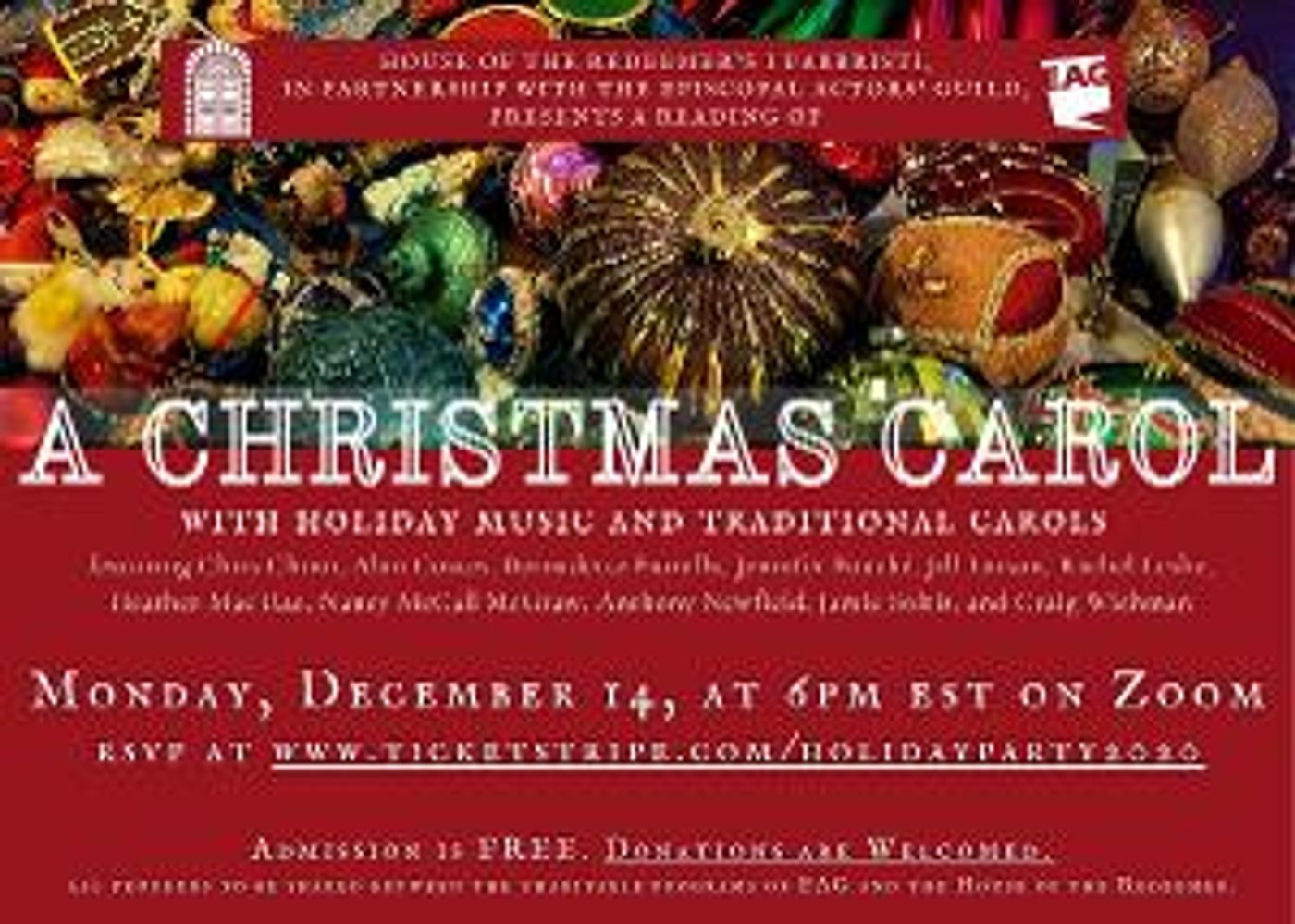 EAG And House Of The Redeemer Present A CHRISTMAS CAROL + Holiday Party  Image