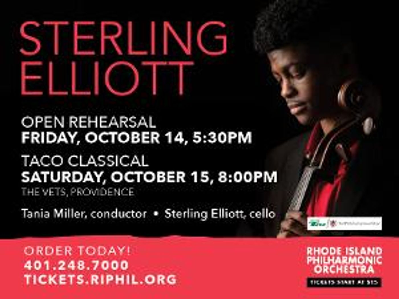 The Rhode Island Philharmonic Orchestra to Present Sterling Elliott in TACO Classical Series Opening Night Concert  Image