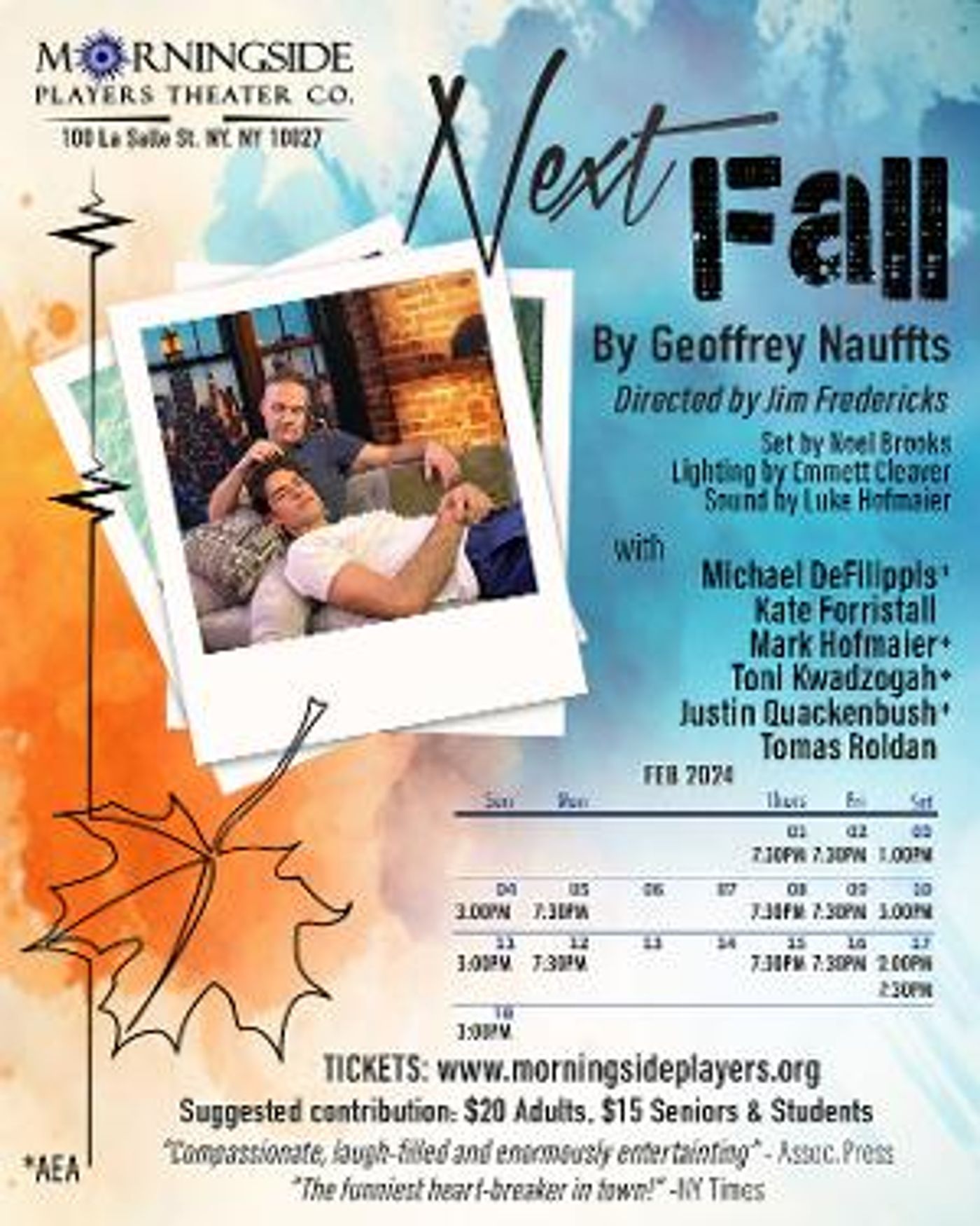 NEXT FALL By Geoffrey Nauffts At Morningside Players Theater Co.  Image