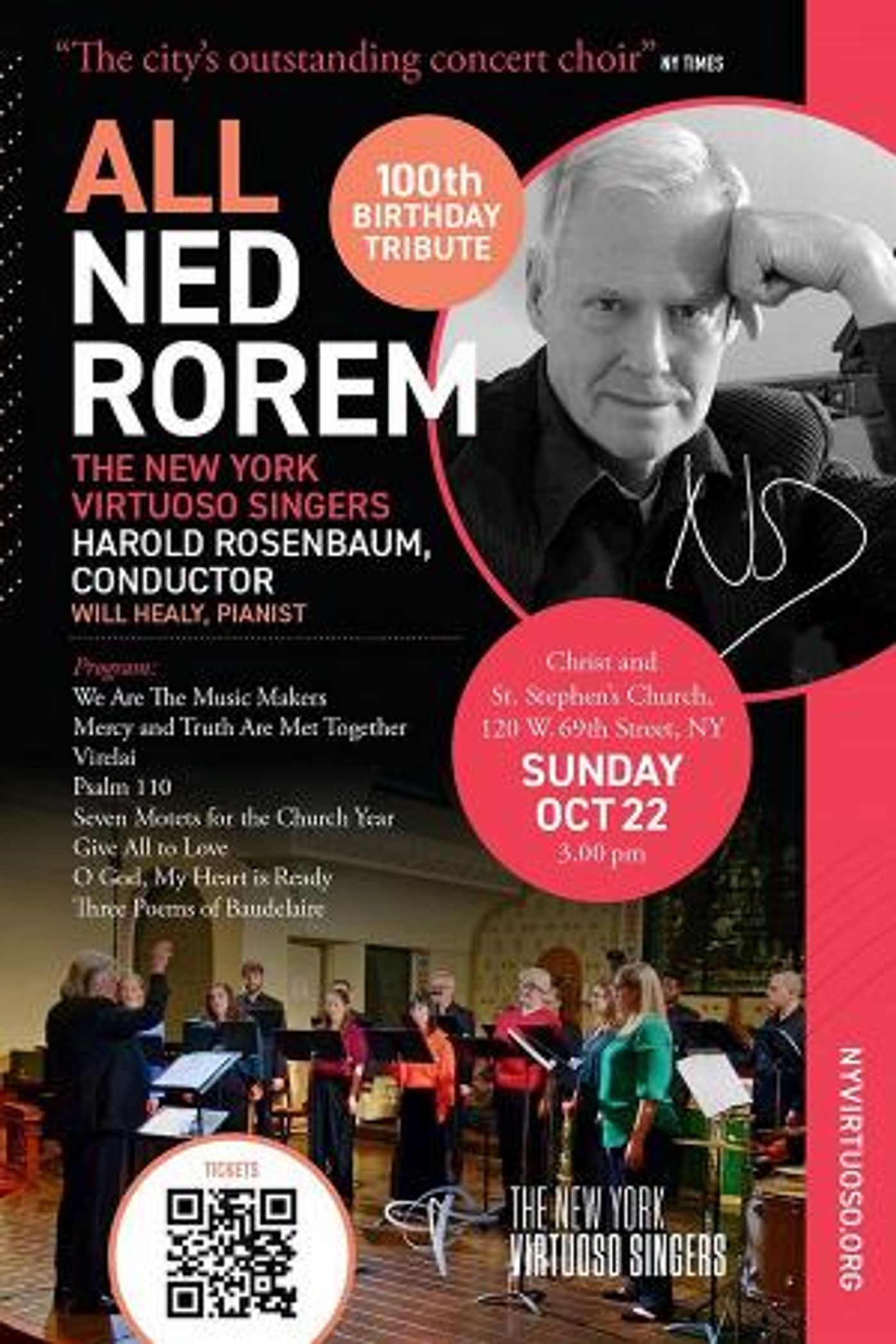 The New York Virtuoso Singers Perform ALL NED ROREM – A 100th Birthday Tribute  Image