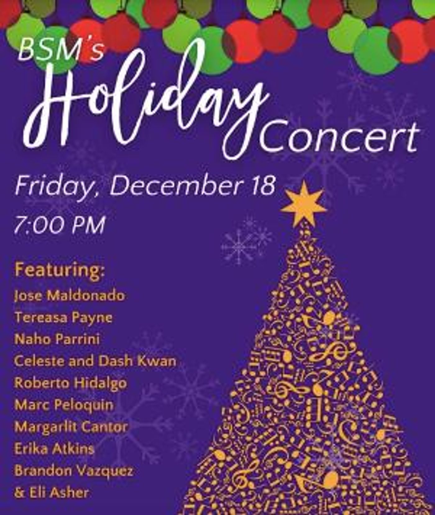 Bloomingdale School Of Music Presents Virtual Holiday Concert HAPPY HOLIDAY  Image