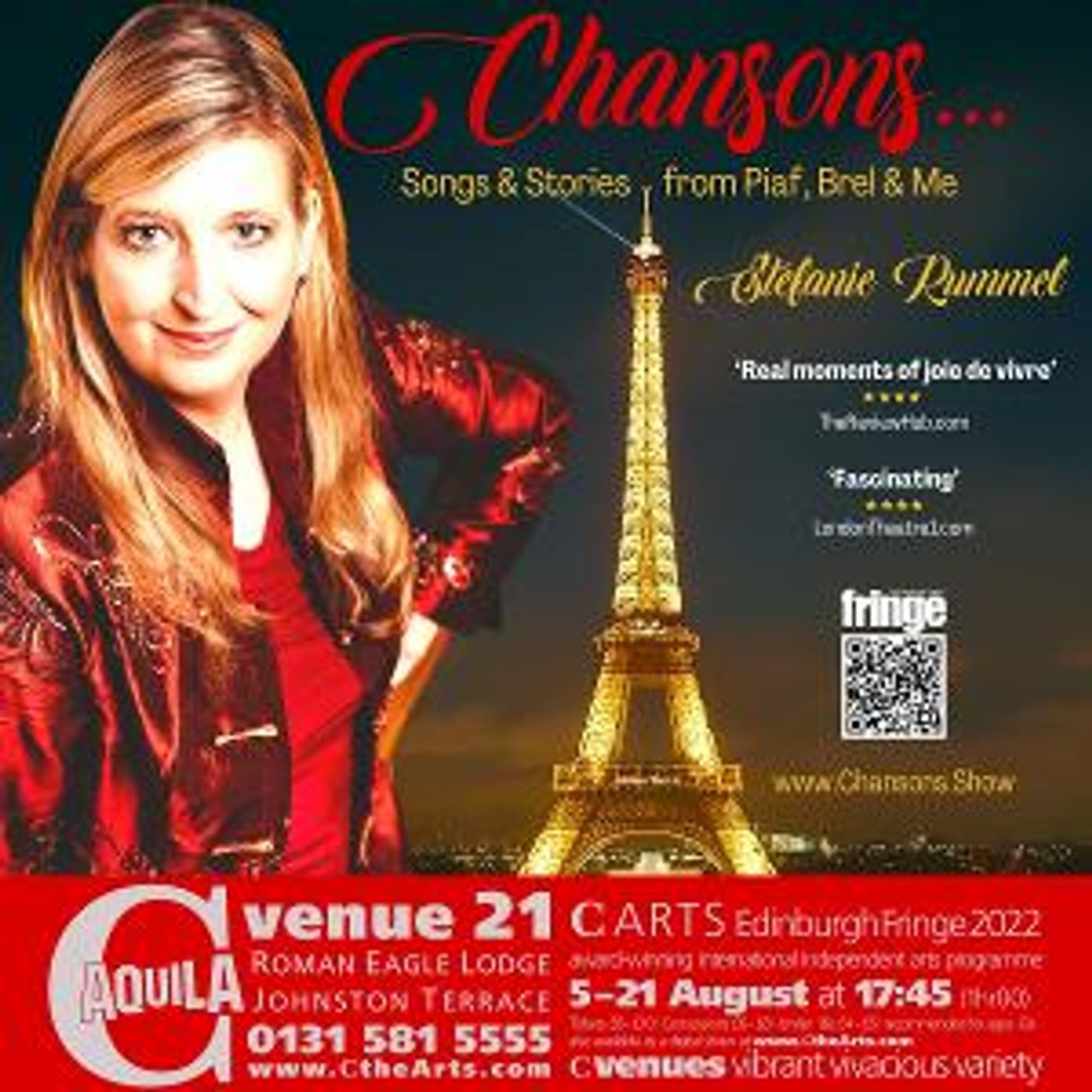 Stefanie Rummel Presents 'Chansons – Songs & Stories From Piaf, Brel & Me' at Edinburgh Festival Fringe  Image