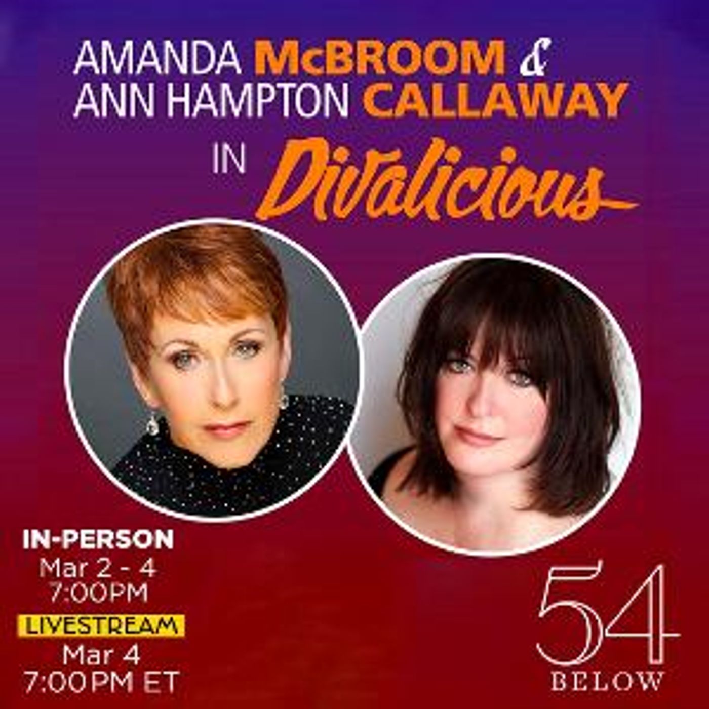 Ann Hampton Callaway and Amanda McBroom Will Livestream DIVALICIOUS in March  Image