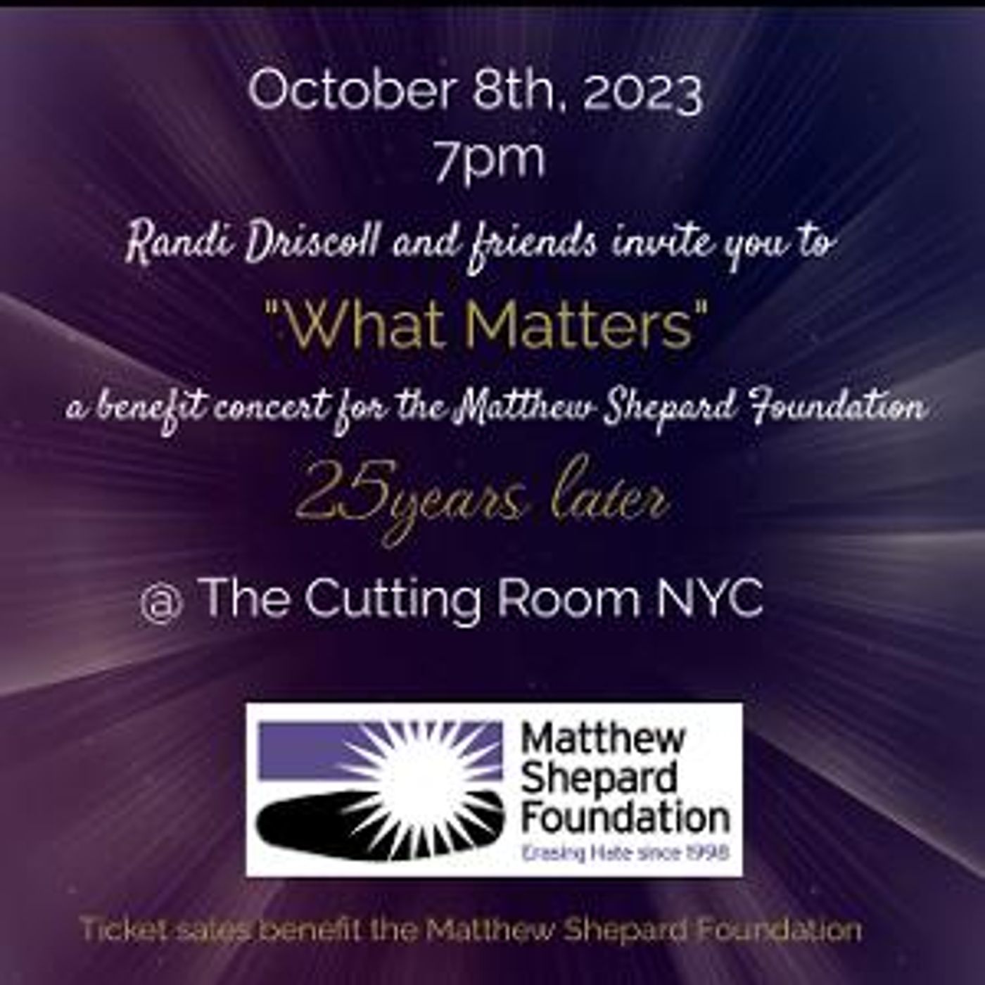 WHAT MATTERS Concert For The Matthew Shepard Foundation, 25 Years Later to Take Place at The Cutting Room  Image