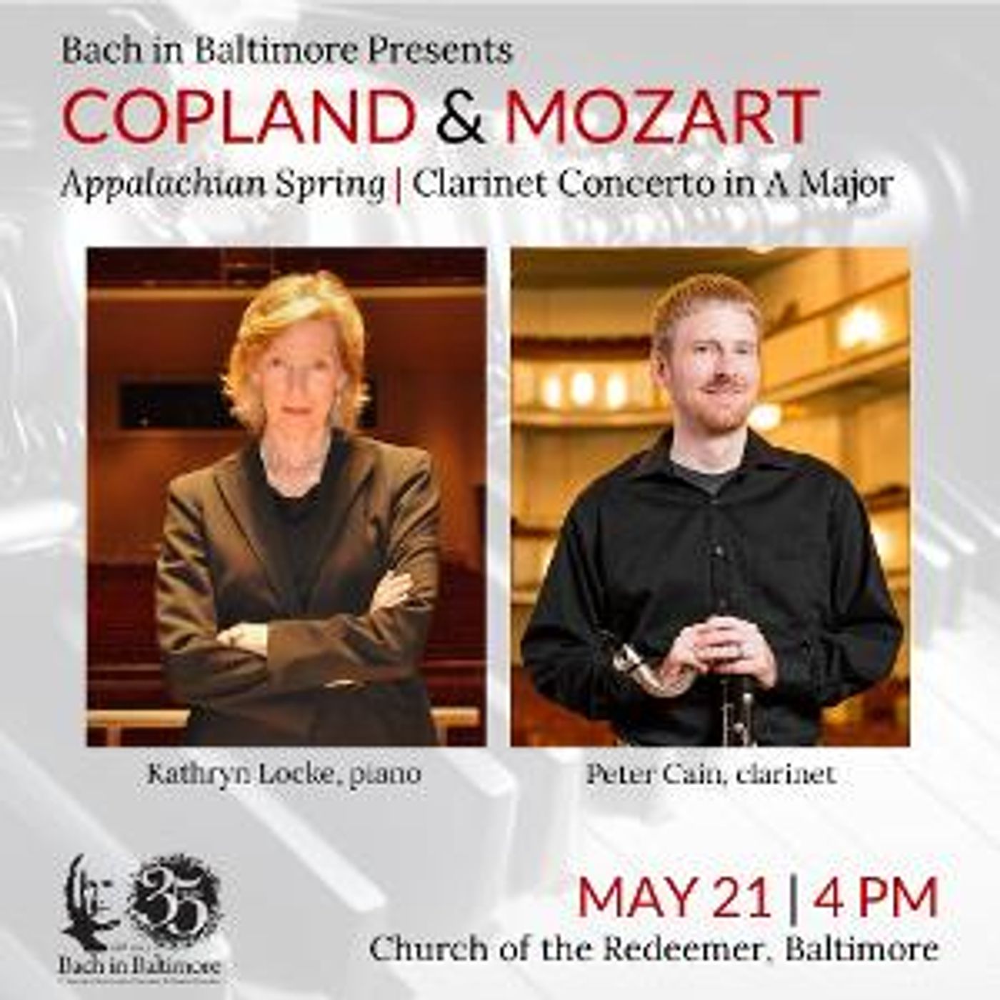 Bach In Baltimore to Perform Copland Appalachian Spring And Mozart Clarinet Concerto In A Major This Month  Image