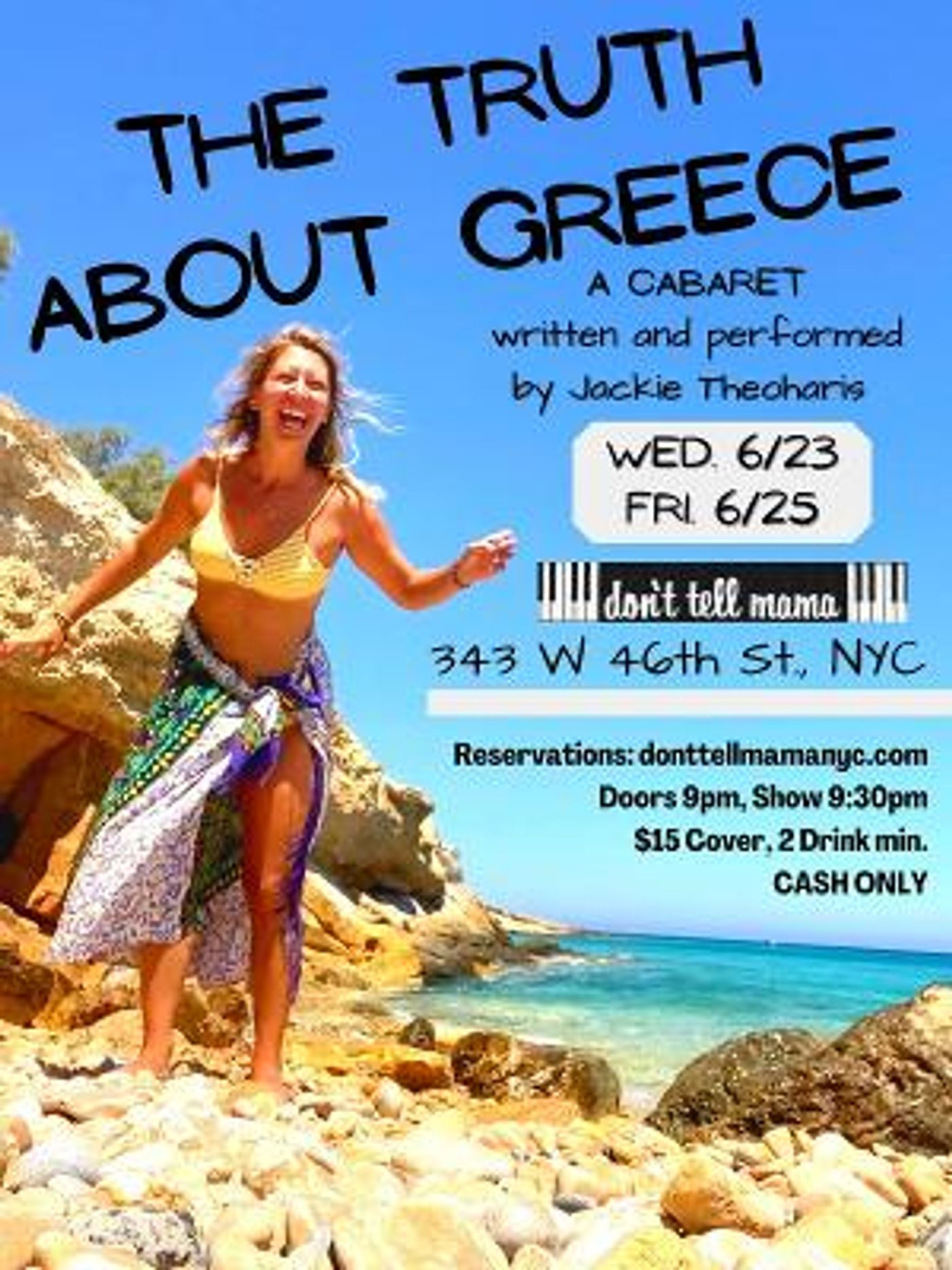 Jackie Theoharis Returns Live To Don't Tell Mama This Month With THE TRUTH ABOUT GREECE  Image