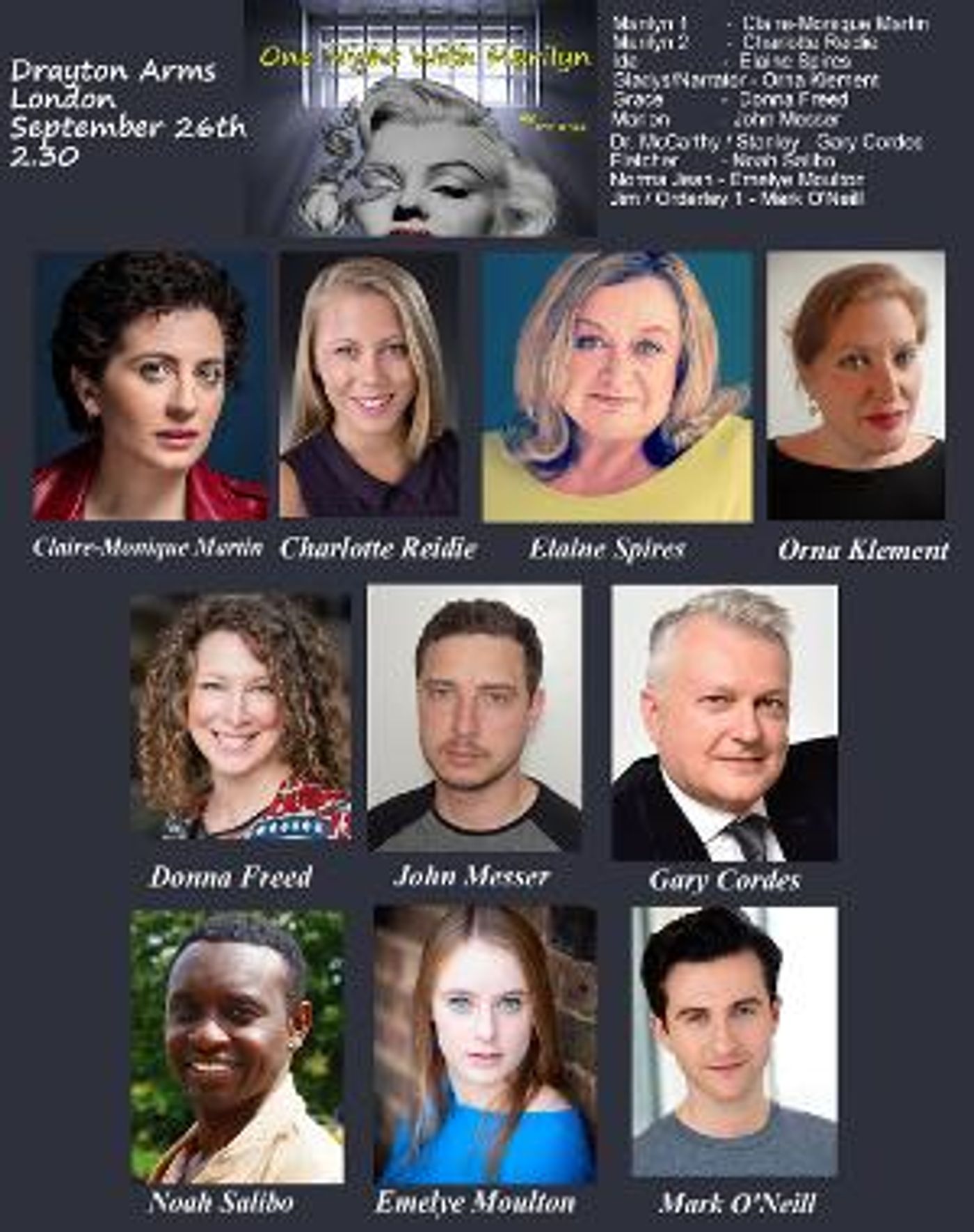 ONE NIGHT WITH MARILYN Will Have a Rehearsed Reading At The Drayton Arms Theatre  Image