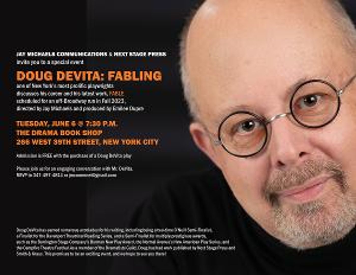 Doug DeVita To Speak At The Drama Book Shop in June  Image