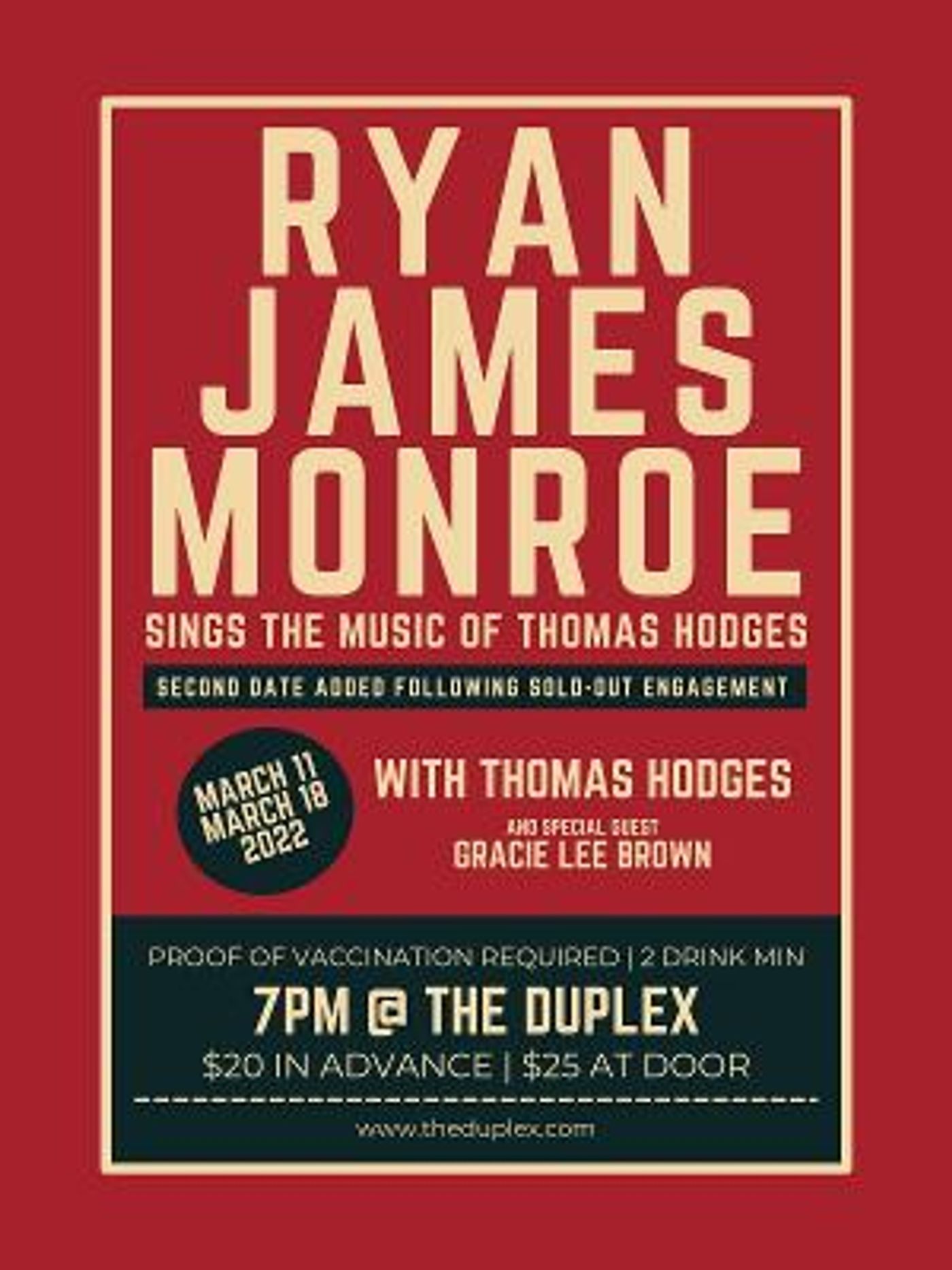 Ryan James Monroe adds Second Performance Date After Debut Solo Show Sold Out At THE DUPLEX  Image