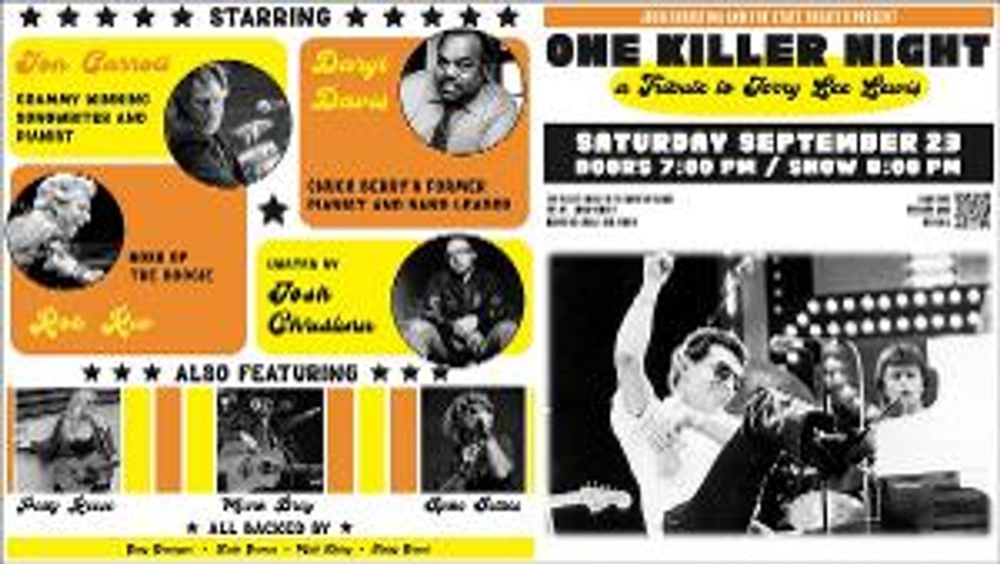 ONE KILLER NIGHT: A Tribute To Jerry Lee Lewis to be Presented by  Josh Christina at The State Theater Of Havre De Grace  Image