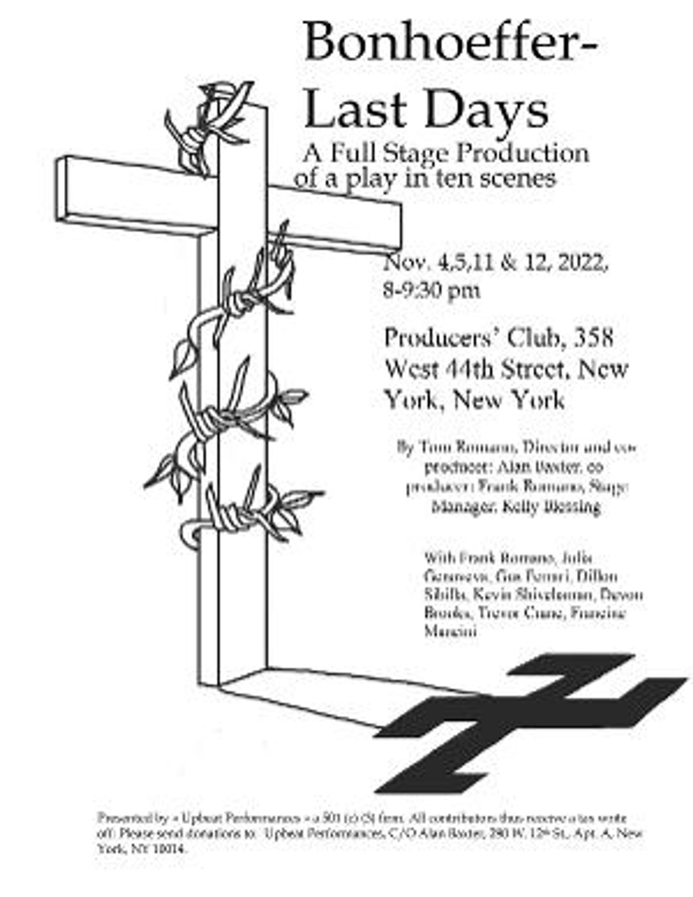 BONHOEFFER-LAST DAYS To Make New York Debut At The Producers' Club  Image