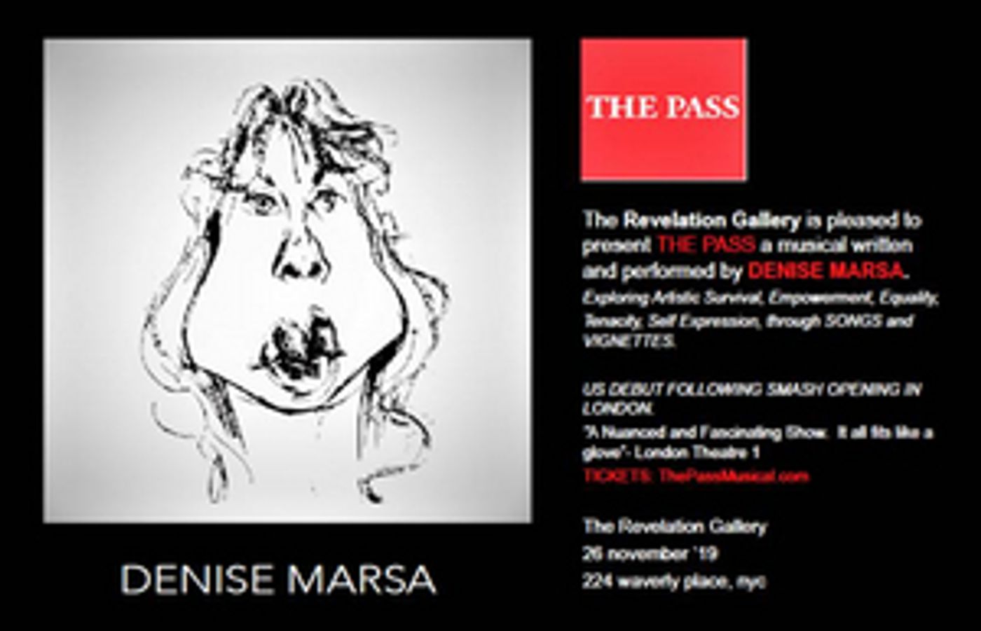 THE PASS, A Musical By Denise Marsa Will Come to Revelation Gallery in the West Village  Image