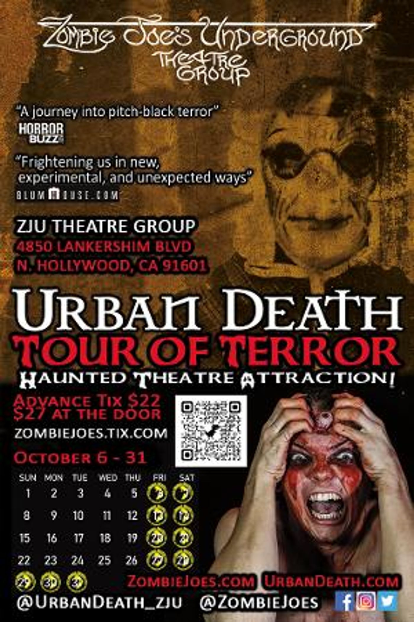 URBAN DEATH TOUR OF TERROR Returns For Halloween!  Image