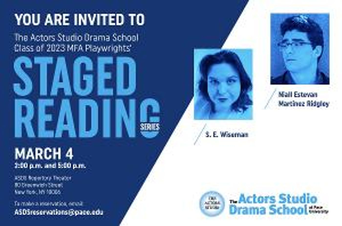 Actors Studio Drama School To Host MFA Playwrights' Staged Reading Series  Image