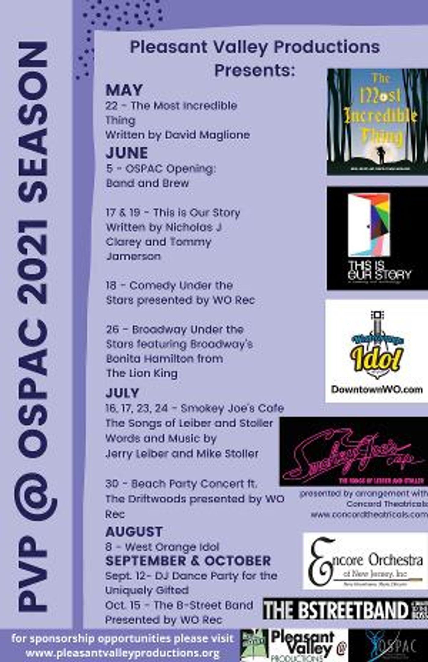 Pleasant Valley Productions Announces Season Lineup of Outdoor Performances  Image