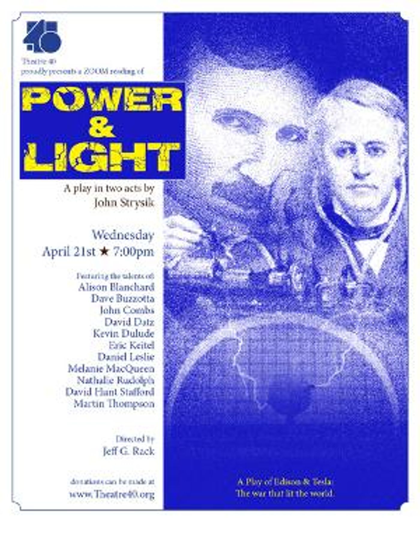 Theatre 40 Will Perform a Reading of POWER & LIGHT This Week  Image